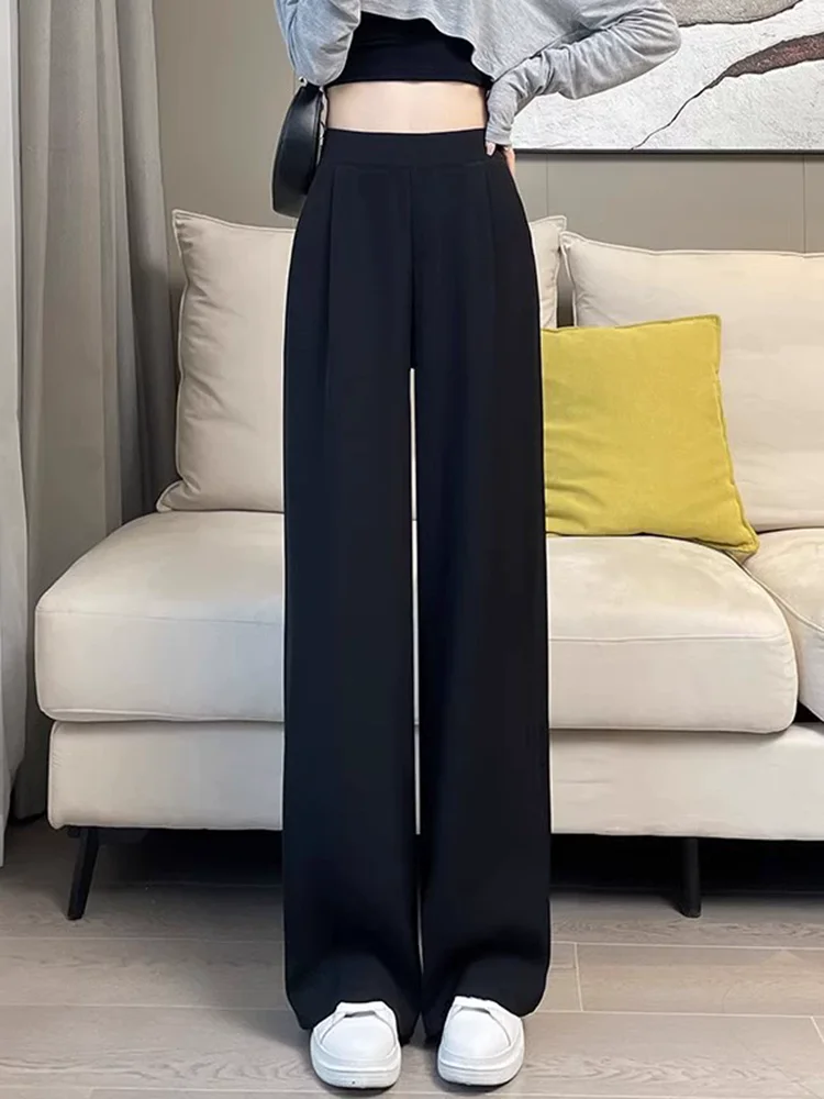 Taille haute droite jambe large taille élastique Baggy pantalon mince femmes décontracté nouveau pantalons de survêtement printemps été mode pantalons