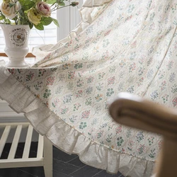 Cotton Linen Finished Curtains American Style Pastoral Green Plant Ruffled Edge Bedroom Curtain Semi-shading Kitchen Valance