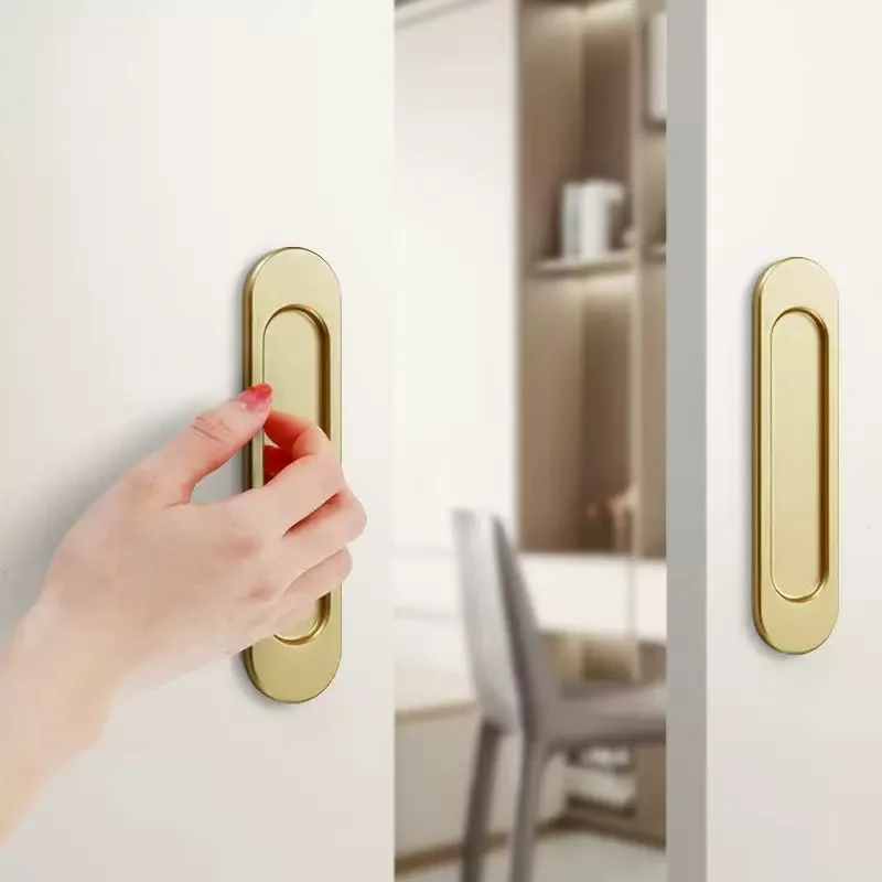 Self Stick Sliding Door Handles, Aluminum Alloy Self Adhesive Cabinet Knobs for Push-Pull Glass Barn Doors, Wardrobes, Windows