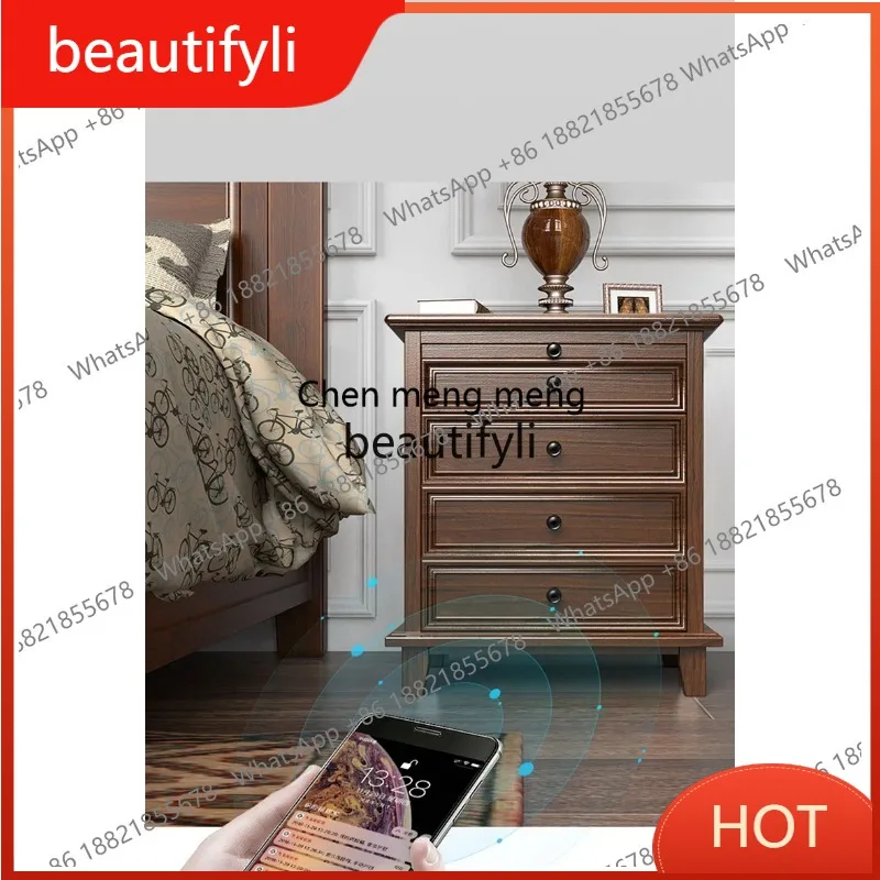 

c6601 Американский невидимый прикроватный сейф из цельного дерева для спальни, умный пароль от отпечатка пальца, полностью стальной 68 см