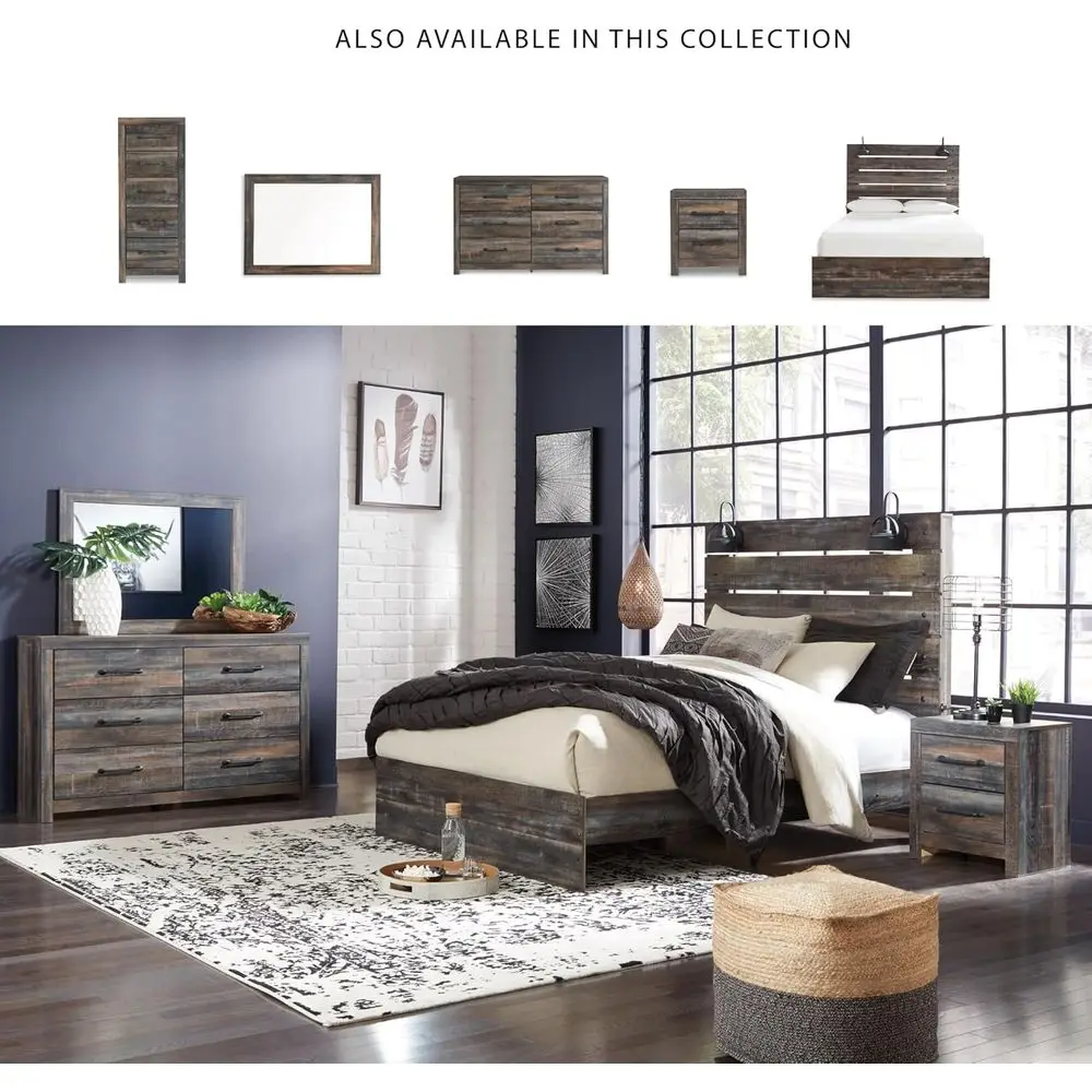 DAFIFY 6段引き出しチェスト、大型金具、スムーズに動く引き出し、木製、58.7幅 x 15.31奥行き x 36.46高さ、ウェザーウォーンブラウン