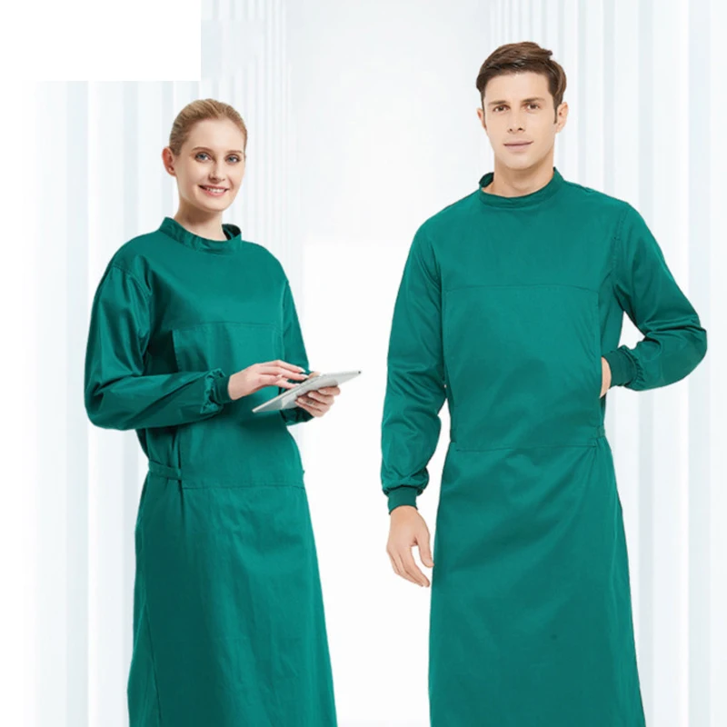 

Surgical Gowns Cotton Operating Room Work Male Surgeons Half Wrapped Long Sleeved Female Reverse Wearing Full Isolation Clothing