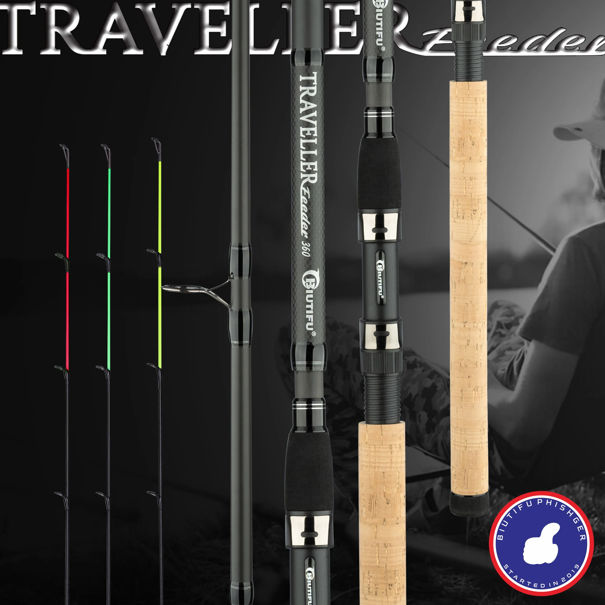 

BIUTIFU Traveller Feeder Карповые удочки 3,0 м 3,6 м 3 наконечника Вес литья 120 г Спиннинговая дорожная удочка из углеродного волокна Пресноводное море