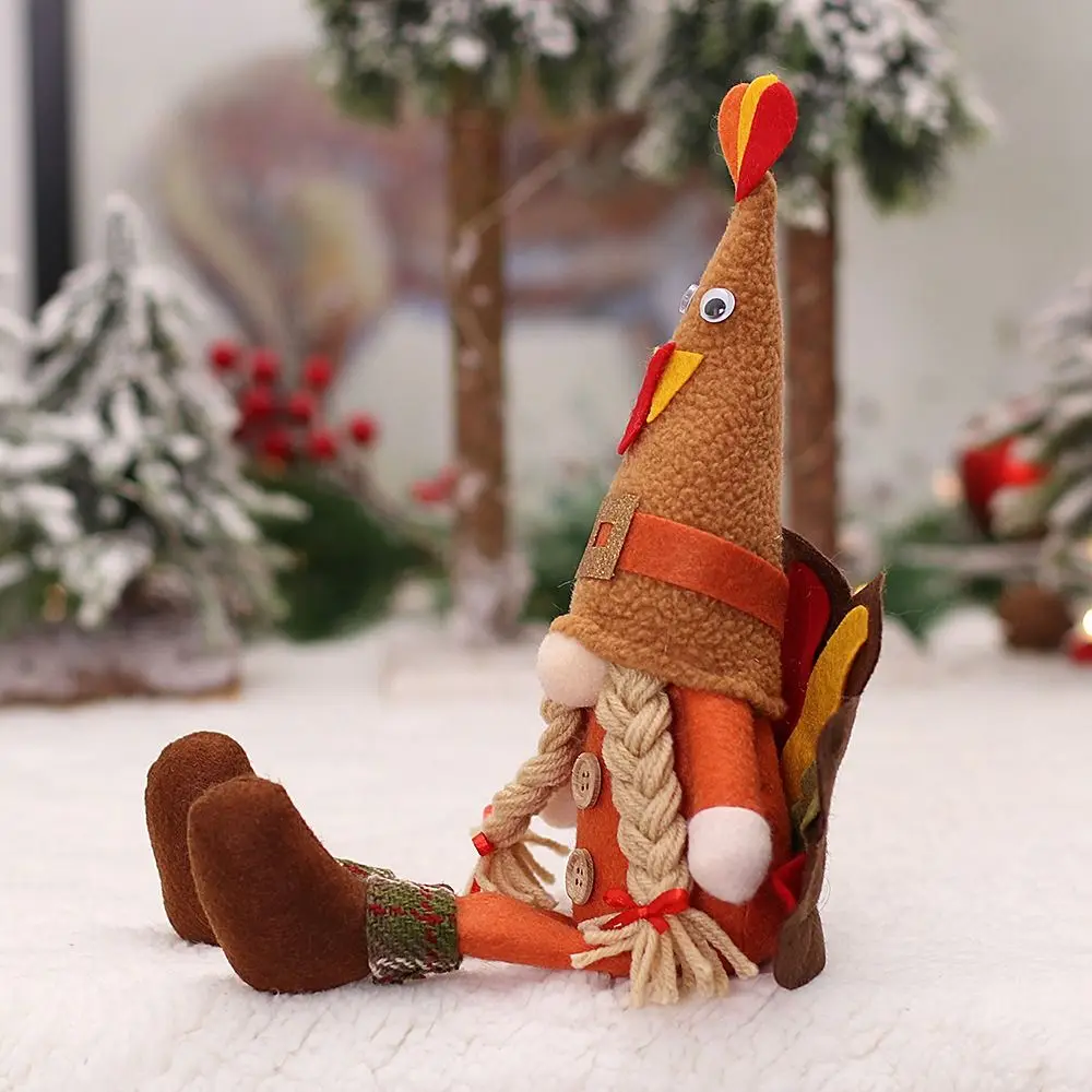 Micro Landscape Creative Couple Long Leg Turkey Doll Funny Cute Faceless Doll Unique Handmade Thanksgiving Turkey Statue Toy