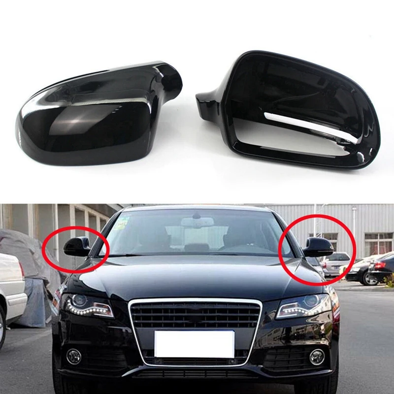 Car Black Rearview Side Wing Mirror Cap Housing Casing For  A4 A4L B8 A5 A6 C6 Q3