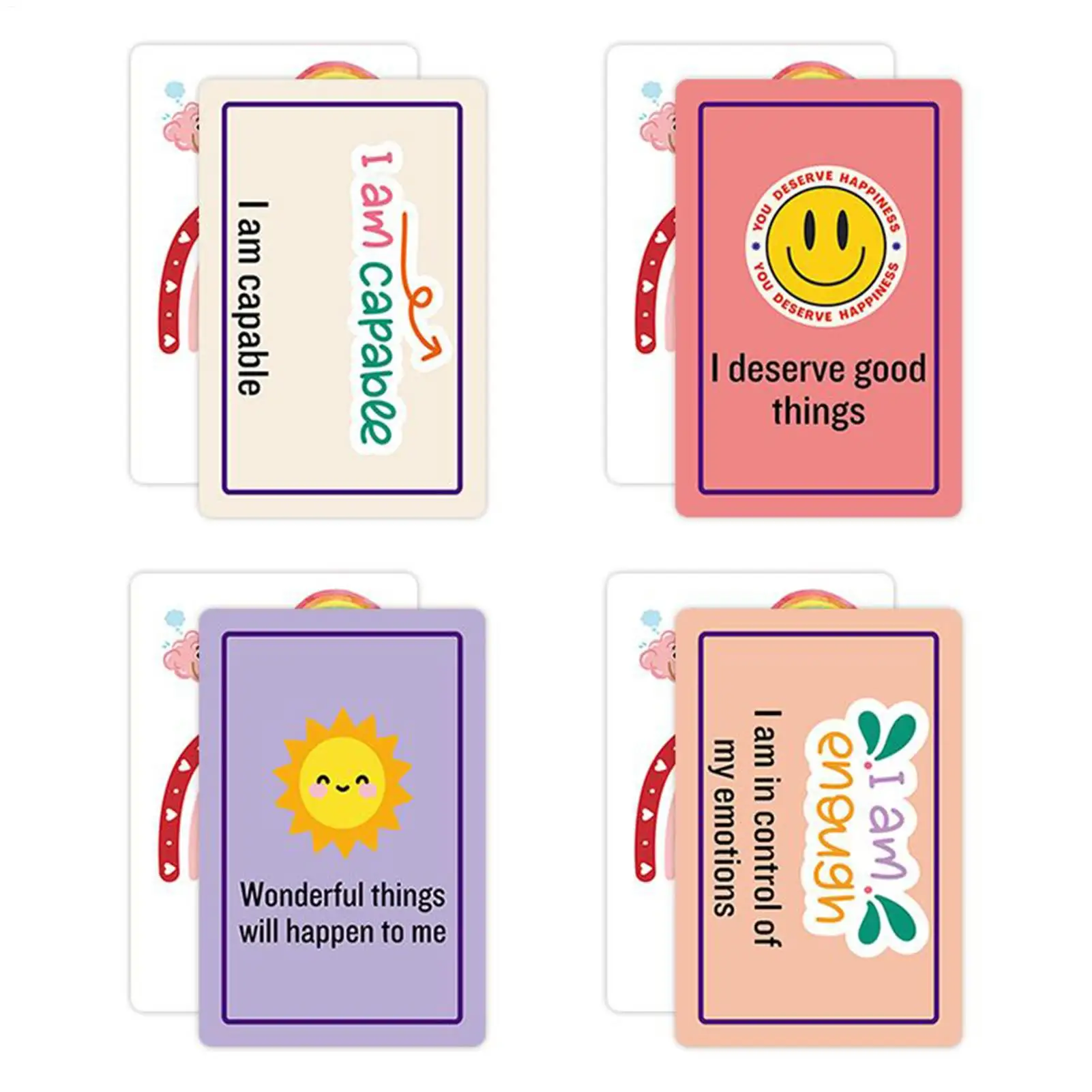 52枚/セット 感情知能カード 両面メンタルヘルスフラッシュカード 不安、マインドフルネス、社会性のためのセラピー道具