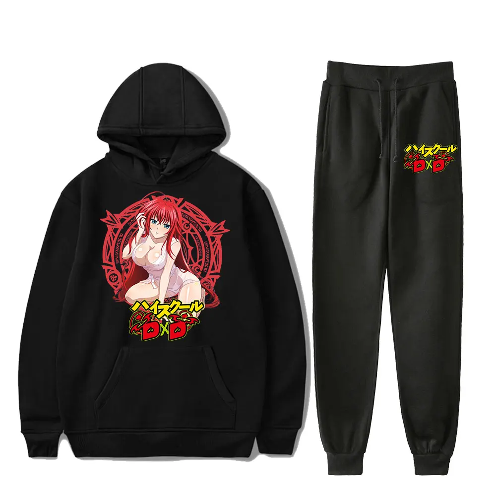 High School DxD Rias Gremory Vintage 90s PULLOVER Fashion Merch Hoodies Set Men Women Hoodies Pants Two-Piece Pullover Sports