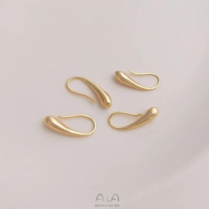14K Gold Color Simple Water Drop Ear Hook Internet Celebrity Temperament Fashion Simple Metal Ear Hook