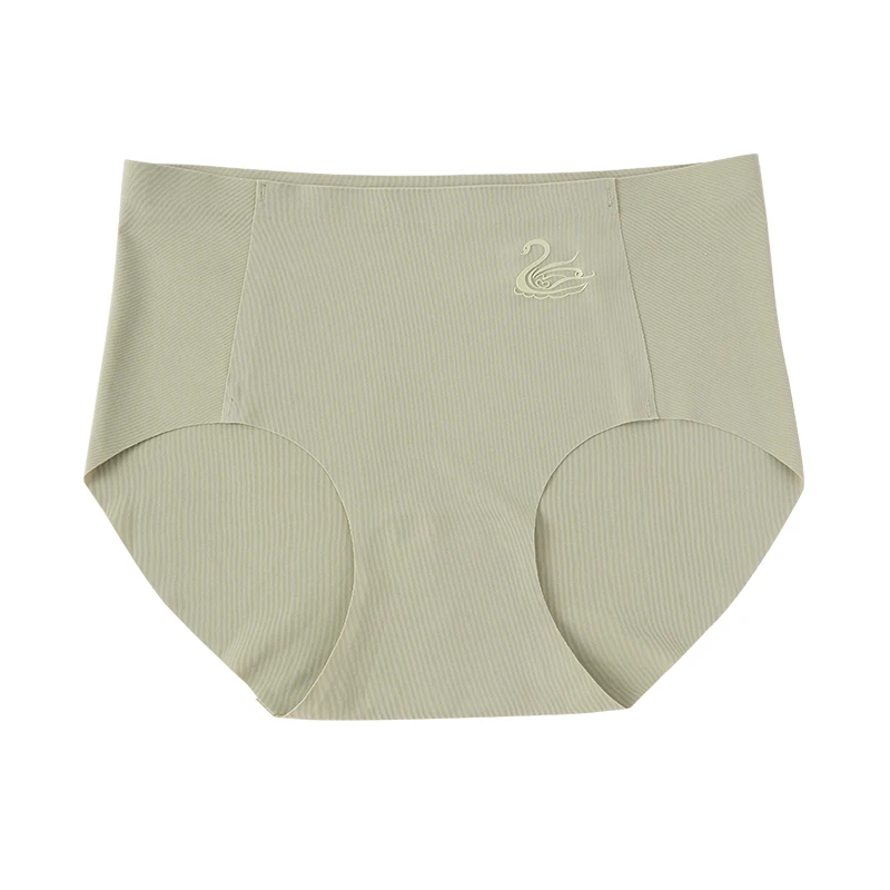 New Ice Silk Middle Waist Panty Women 3D Hip Lifting Seamless Underwear Fashion Swan Print Briefs Female Underpants