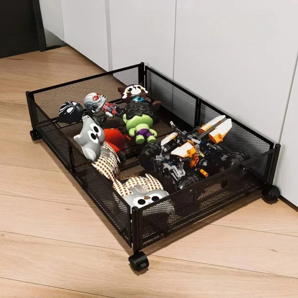

Rolling Under Bed Storage Rack with Wheels Foldable Iron Drawer Organizer Large Capacity Bedroom Sofa Space Saving Bin