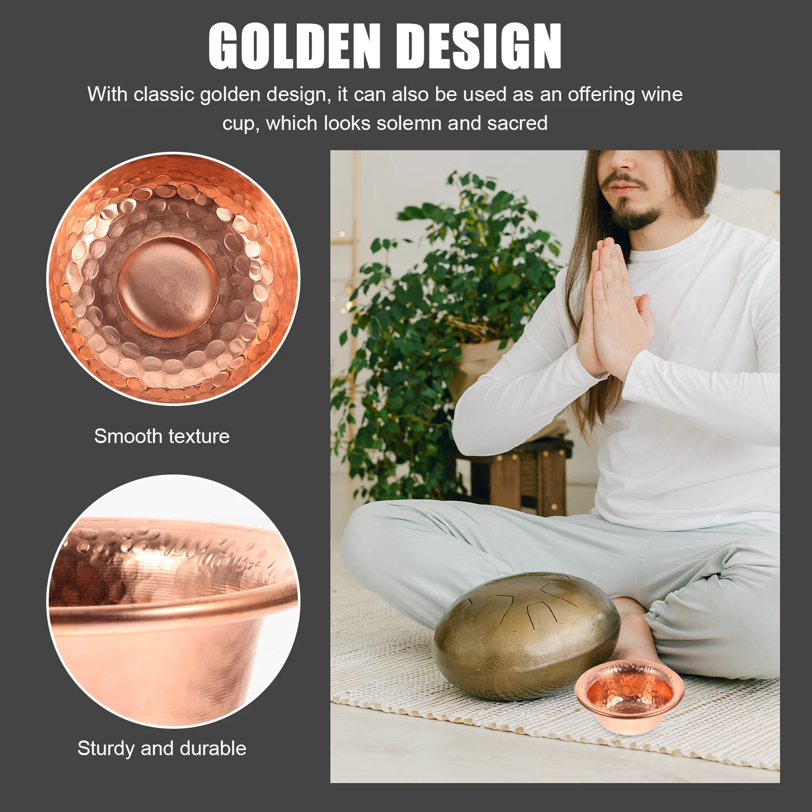 

2Pcs Pure Copper Holy Water Cup Sturdy Non-Rust Temple Offering Cup for Meditation and Religious Rituals Copper