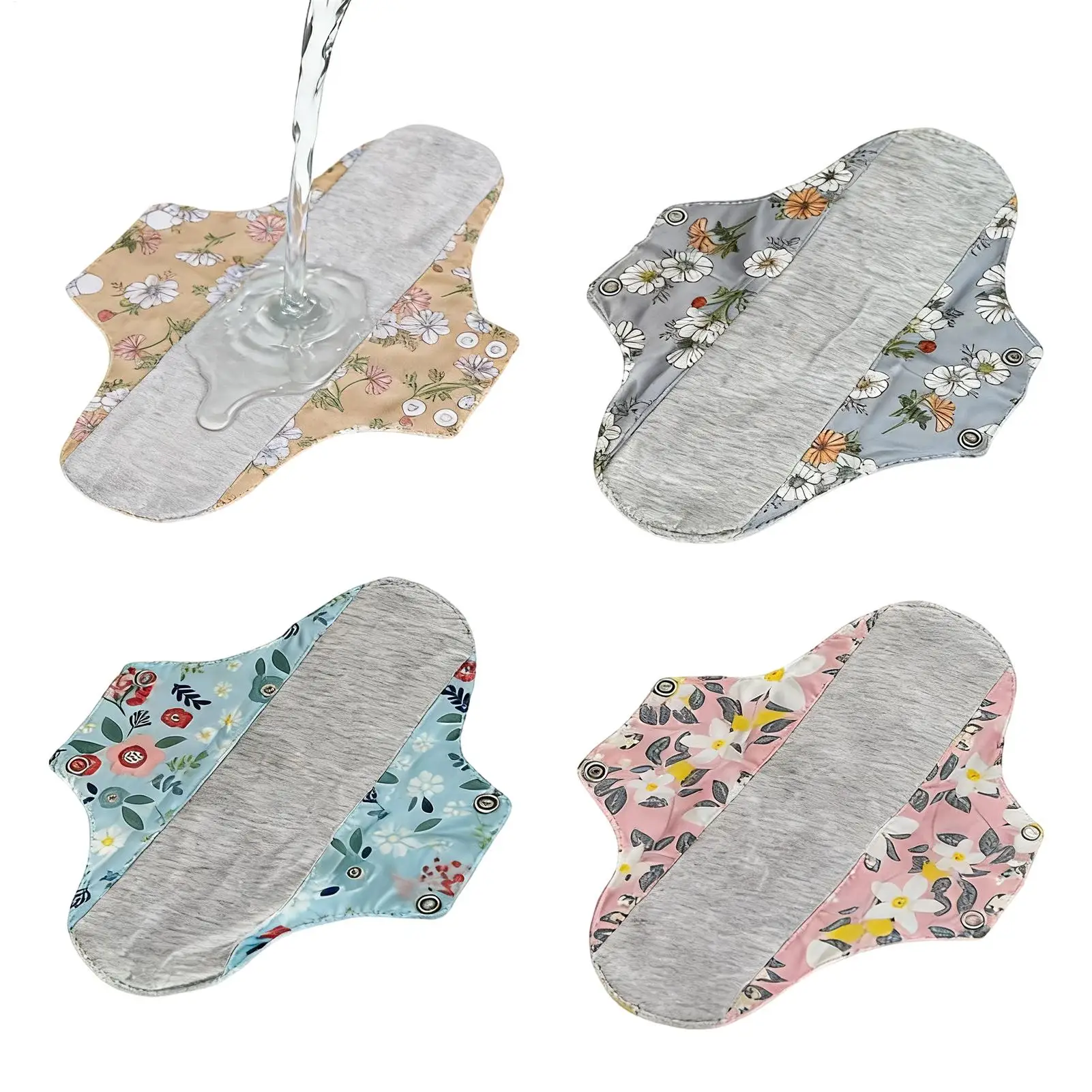 Sanitary Pads 4pcs Reusable Leak Proof Sanitary Pads Menstrual Cloth Pads Washable Breathable Cloth Menstrual Gaskets
