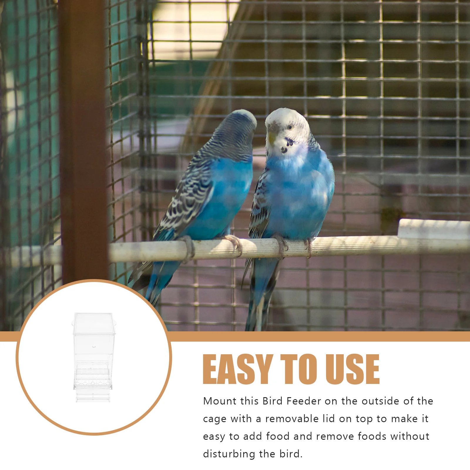 

Automatic Bird Feeder Cage Parrot Food Foraging Wild Outdoors Hanging Durable Acrylic Non Slip Sturdy Transparent Design Add