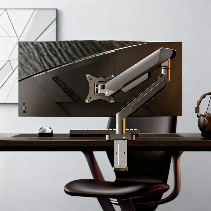 

Single Monitor Mount for 14-32 Inch Screens, Height Adjustable Arm with C-Clamp & Grommet Base, Ideal for Home Office