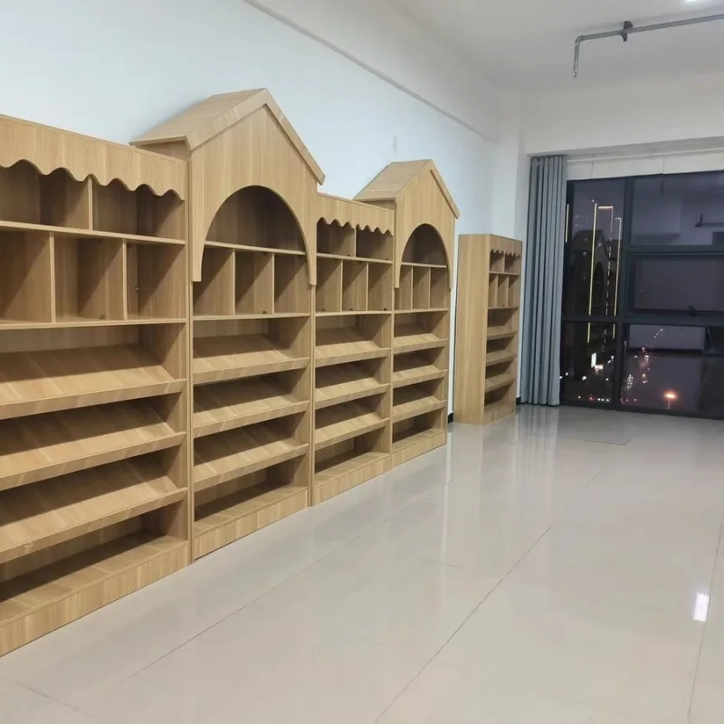 Wooden Picture Book Museum Children's School Kindergarten Display Cabinet Bookcase Library Shelf Bookshelf Showcase Amazon