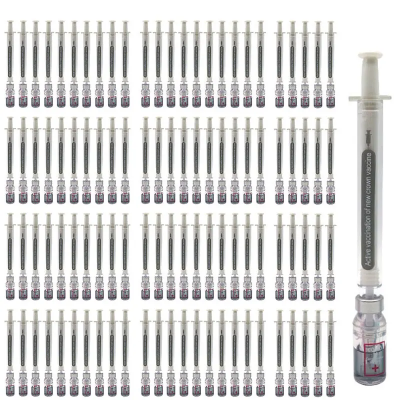 100Pcs 0.5mm Neutral Pens Realistic Vaccine Gel Pen Simulation Syringe Gel Pen Office School Child Stationery