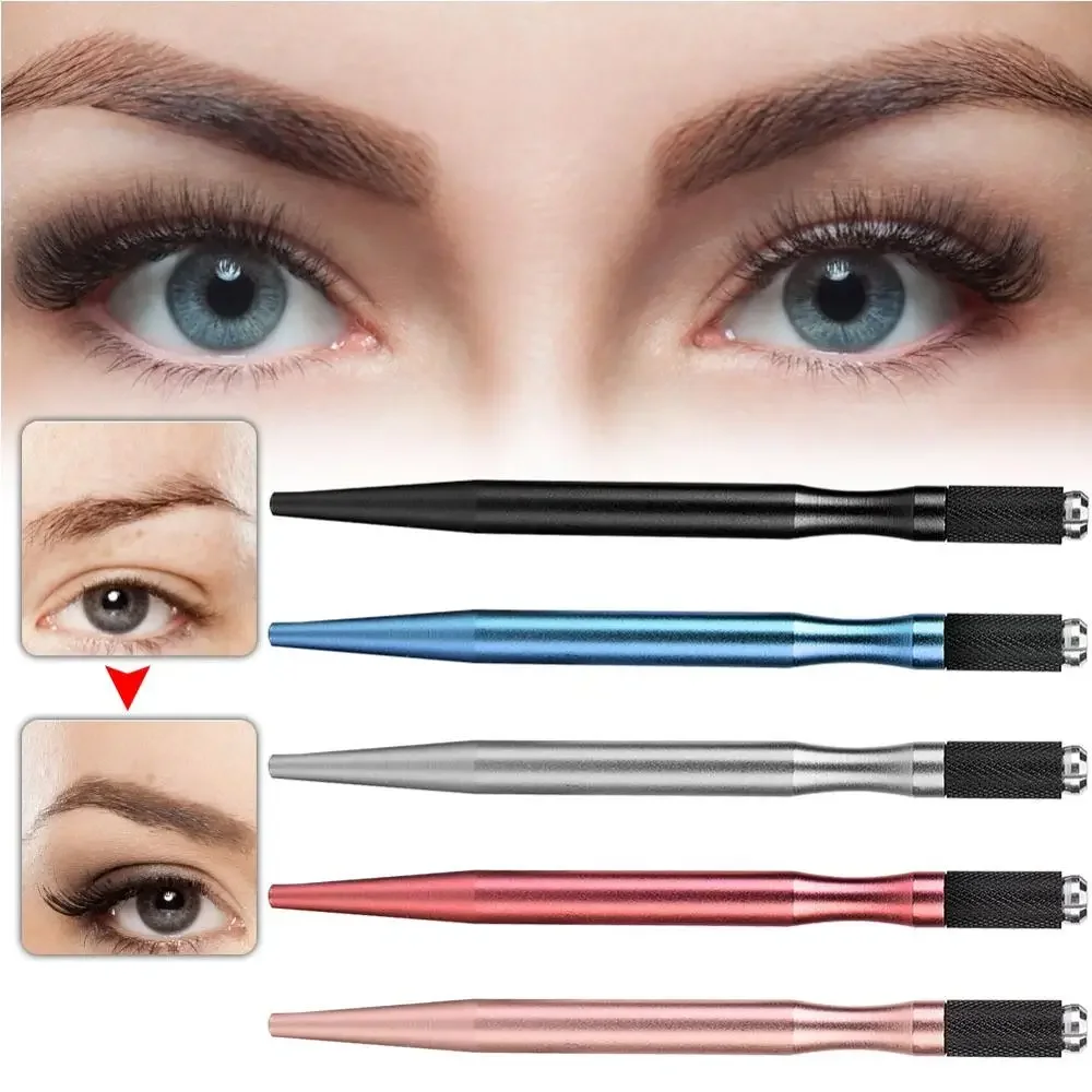 Pluma Manual para cejas, maquillaje semipermanente, delineador con mango para labios, máquina de tatuaje, Microblading, práctica para principiantes, 5 piezas