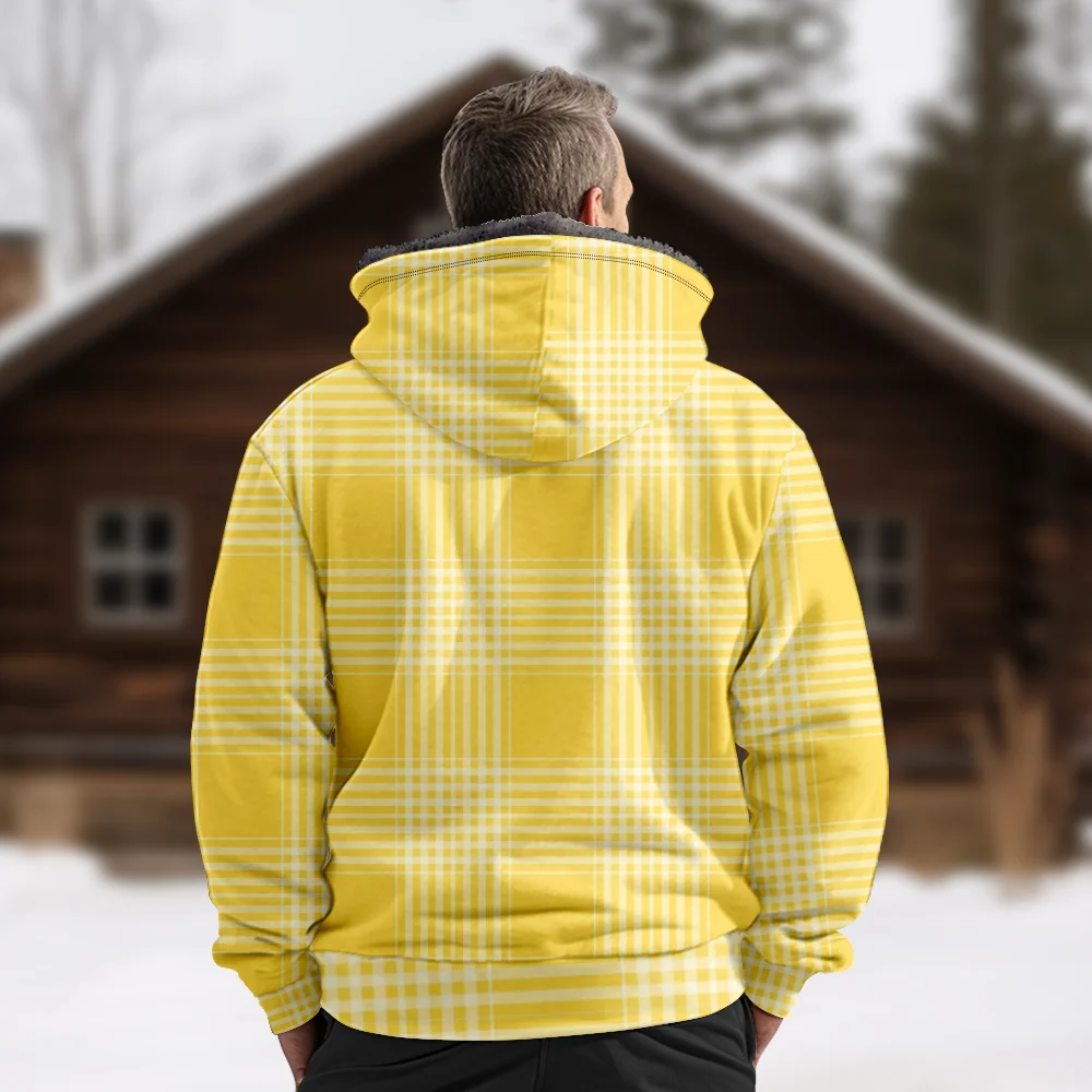 Men's Winter Jackets Coats,Yellow Plaid Striped Pattern Cotton Clothes Overcoat Comfortable Sports Traveling