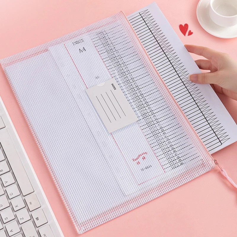 5 pz/set Trasparente Cerniera A4 Borsa di Immagazzinaggio di Documenti Impermeabile Ufficio Studente Classificazione dei soggetti Esame di Stoccaggio della Carta