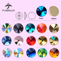 PUBRILEX Wholesale Glass K9 Rivoli Round Edges with Chamfers Sew On Rhinestones All Colors For DIY Garment Dress Clothes