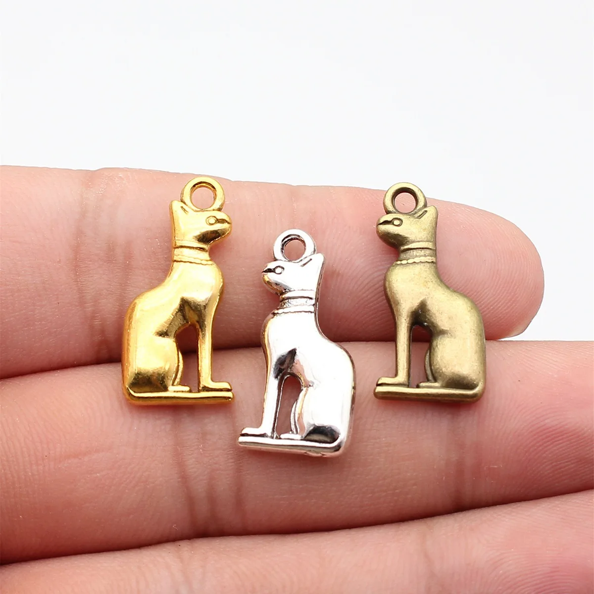 WYSIWYG 5 pièces 25x12mm 3 couleurs Breloques tendance chat saint patron égyptien pour la fabrication de bijoux DIY, composants de bijoux