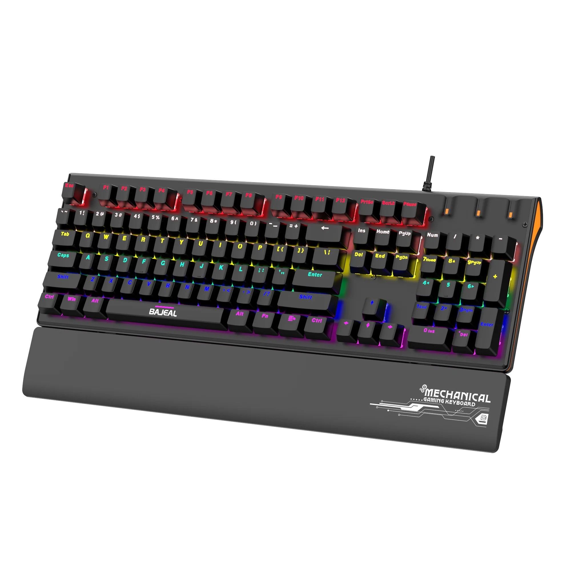 Baji k600 com fio brilhante verdadeiro mecânico azul interruptor gaming esports mesa computador universal com descanso de mão teclado para jogos