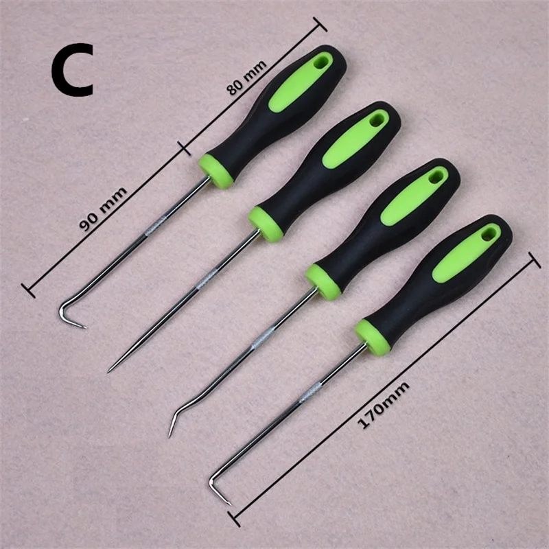 4Pcs Car Repair Tools Long Pick and Hook Gasket Puller Pick Tools Removing Car Oil Seal O-Ring Seal Auto Disassembly Accessories