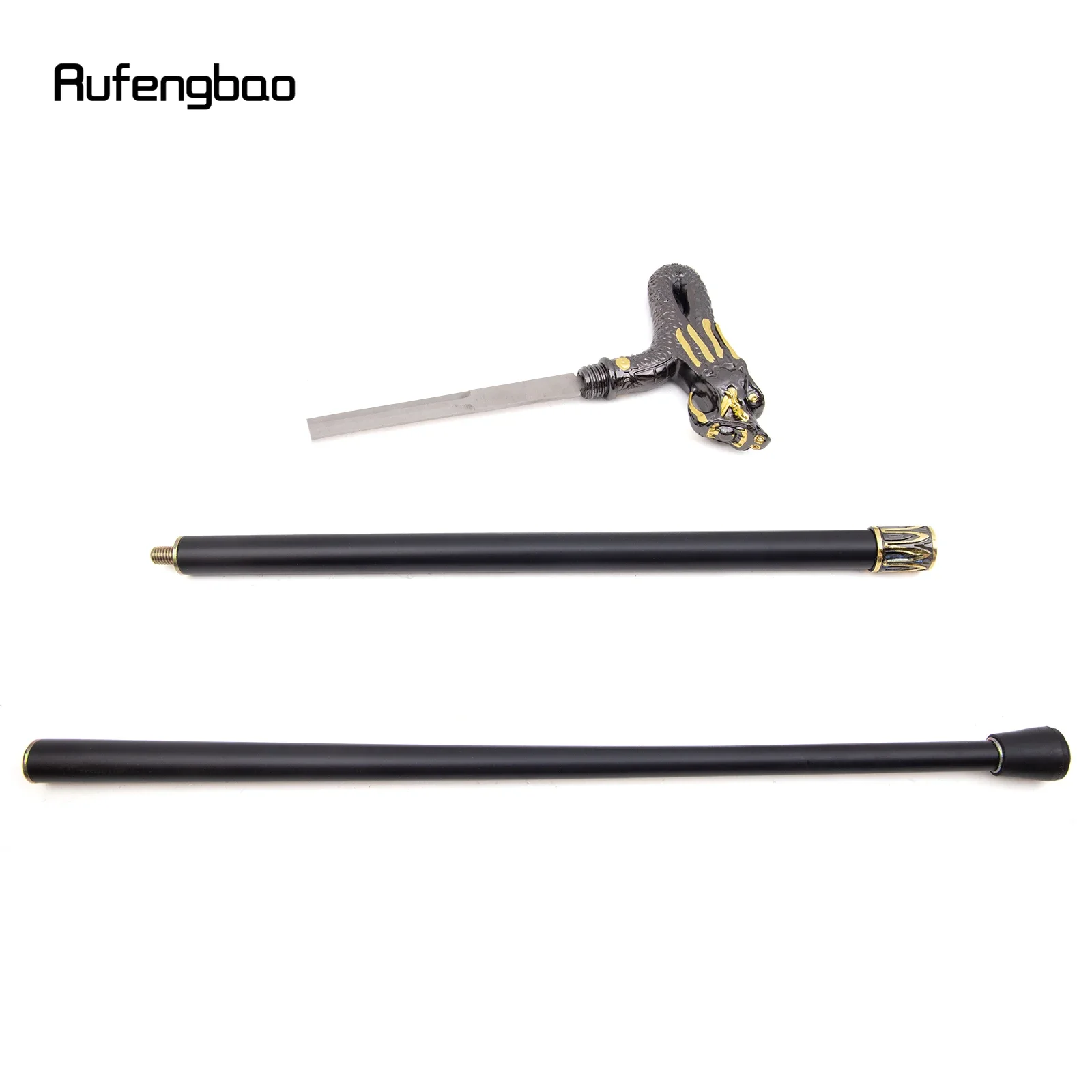 Golden Black Dragon Walking Stick with Hidden Plate Self Defense Fashion Cane Plate Cosplay Crosier Stick 94cm