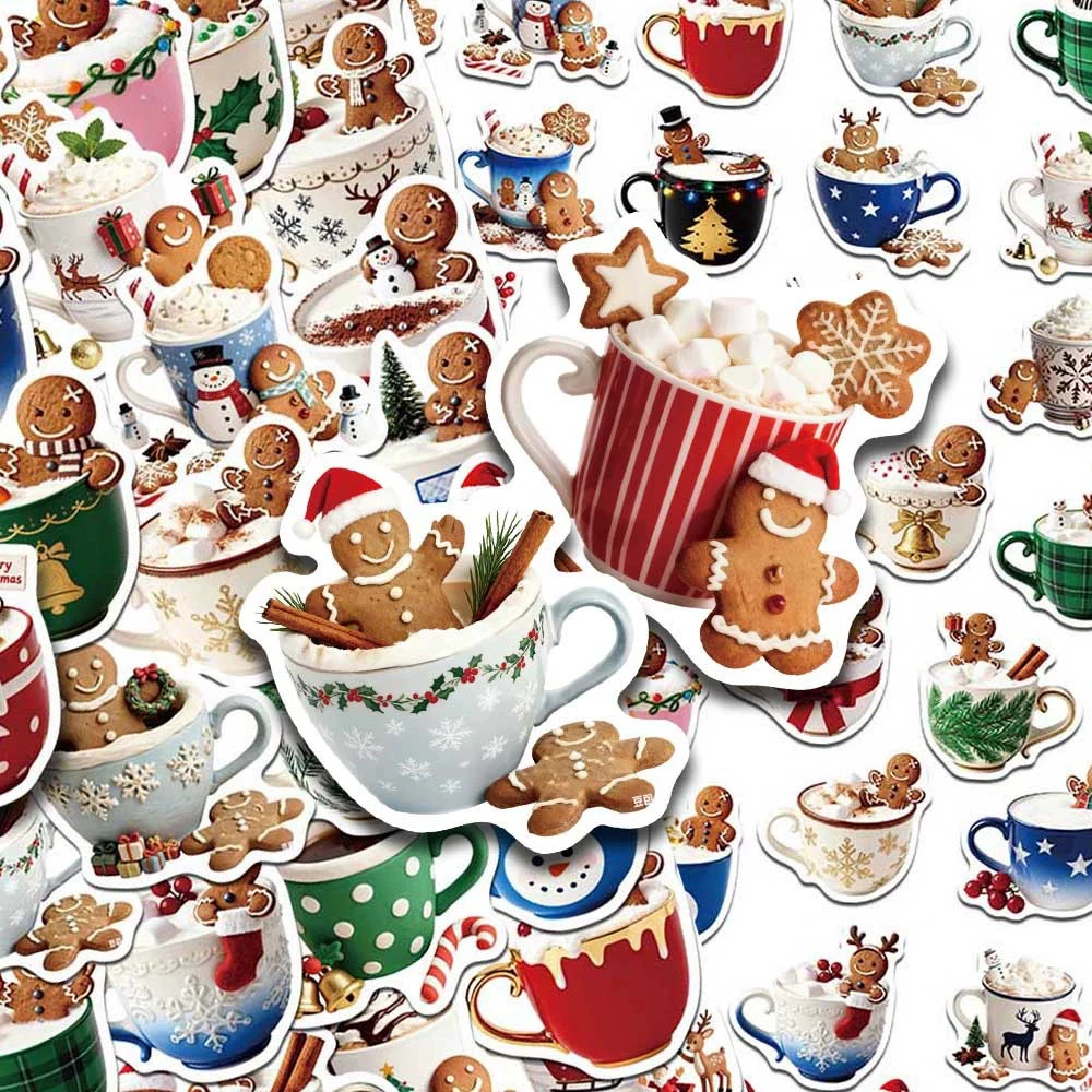 10/30/50 stücke Retro Weihnachten Kaffee Lebkuchen Mann Aufkleber Lustige Cartoon Aufkleber Gepäck Notebook Telefon Aufkleber Dekoration Geschenk