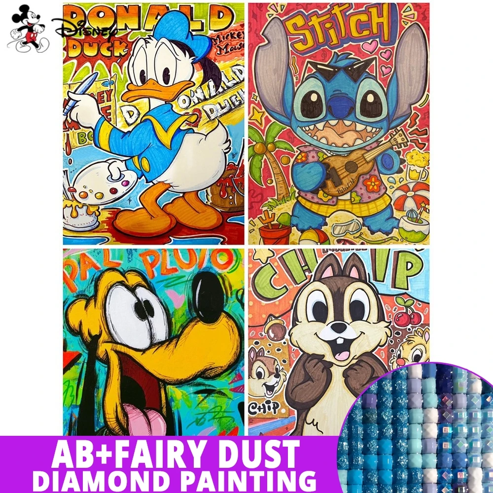 Fairy Dust AB Disney Embroidery Lilo And Stitch Cartoon Diamond Painting Donald Duck Pluto Full Mosaic Cross Stitch Home Decor