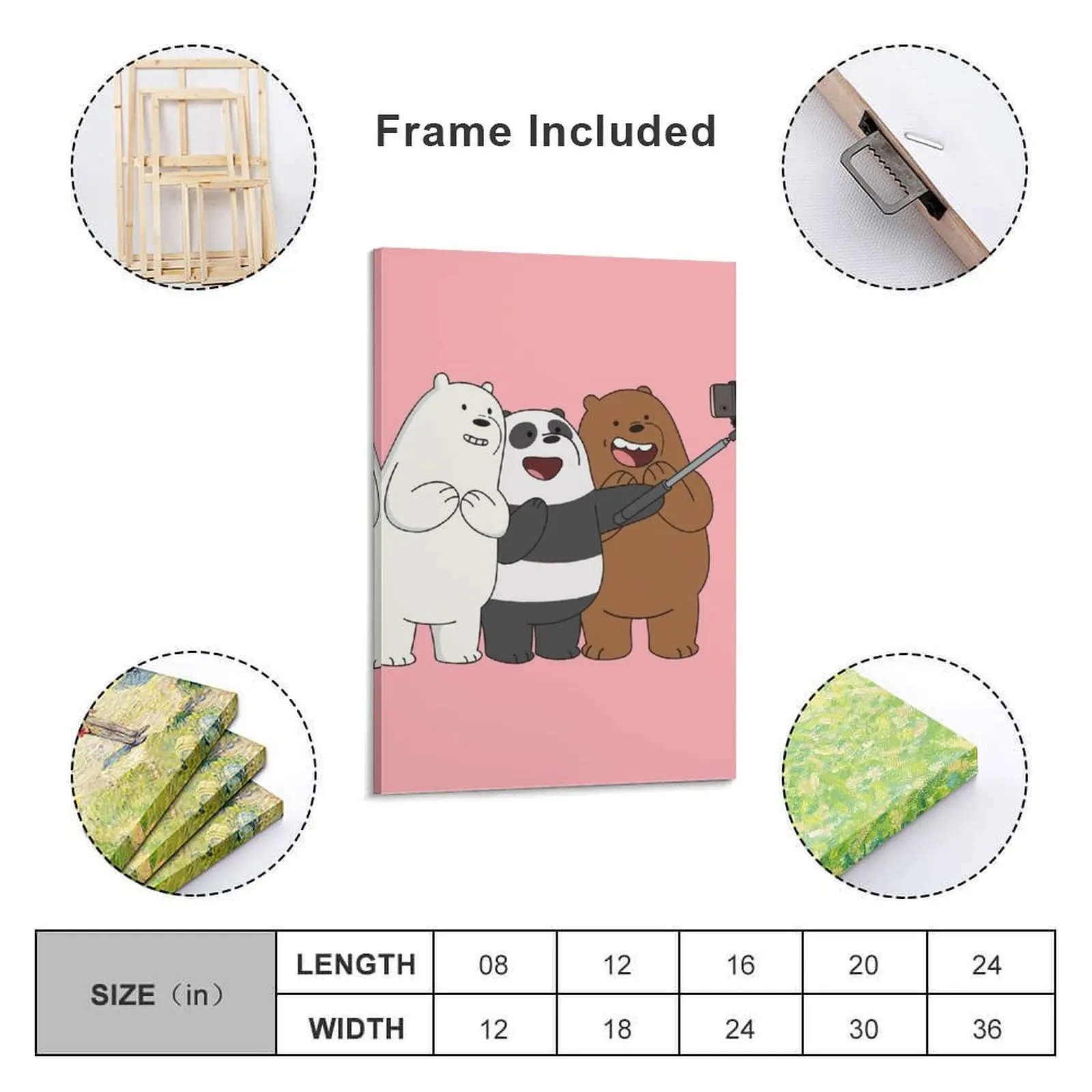 We Bare Bears Canvas Painting wall art decorative pictures for living room poster