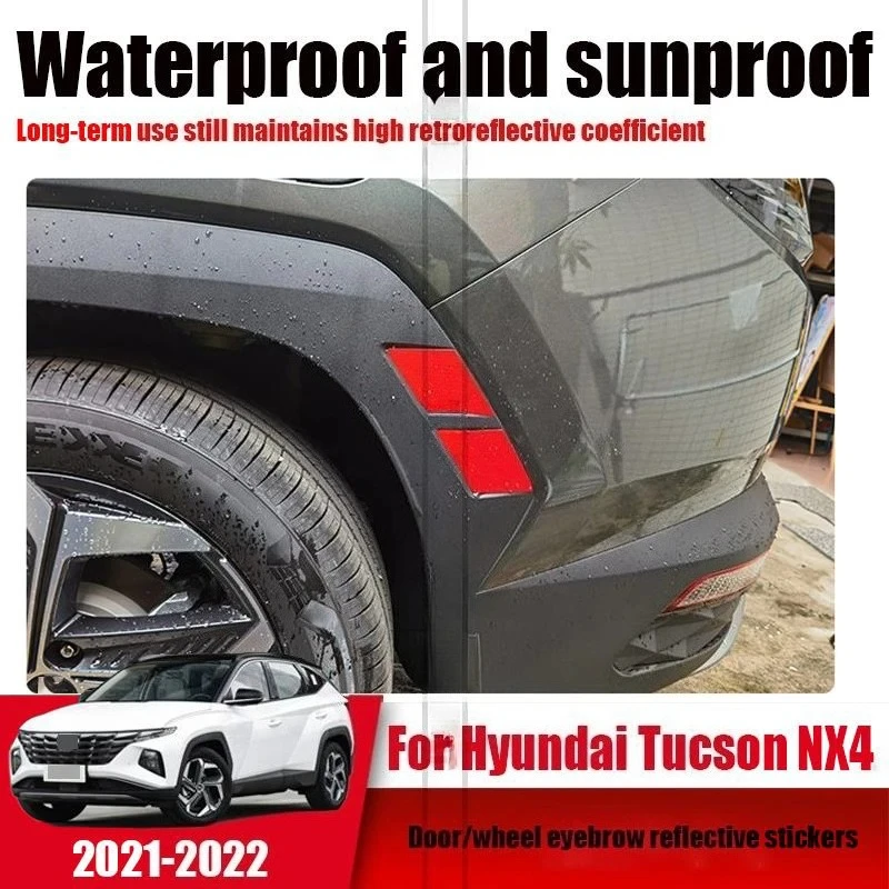 Suitable for retrofitting Tucson NX4wheel eyebrow reflective stickers door opening warning stickers luminous decorative strips