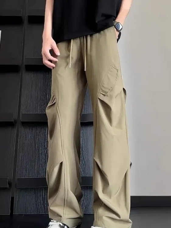 American Sle Pleated Outdoor Work Trousers Men Women Summer Thin Qui Dry Lightweight Casual Loose Cargo Pants