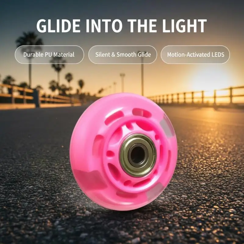 New 64MM Transparent PU Flash Skate Wheels Luminous Silent Roller Skate Luggage Scooter Replacement Wheels For Outdoor Sport Use