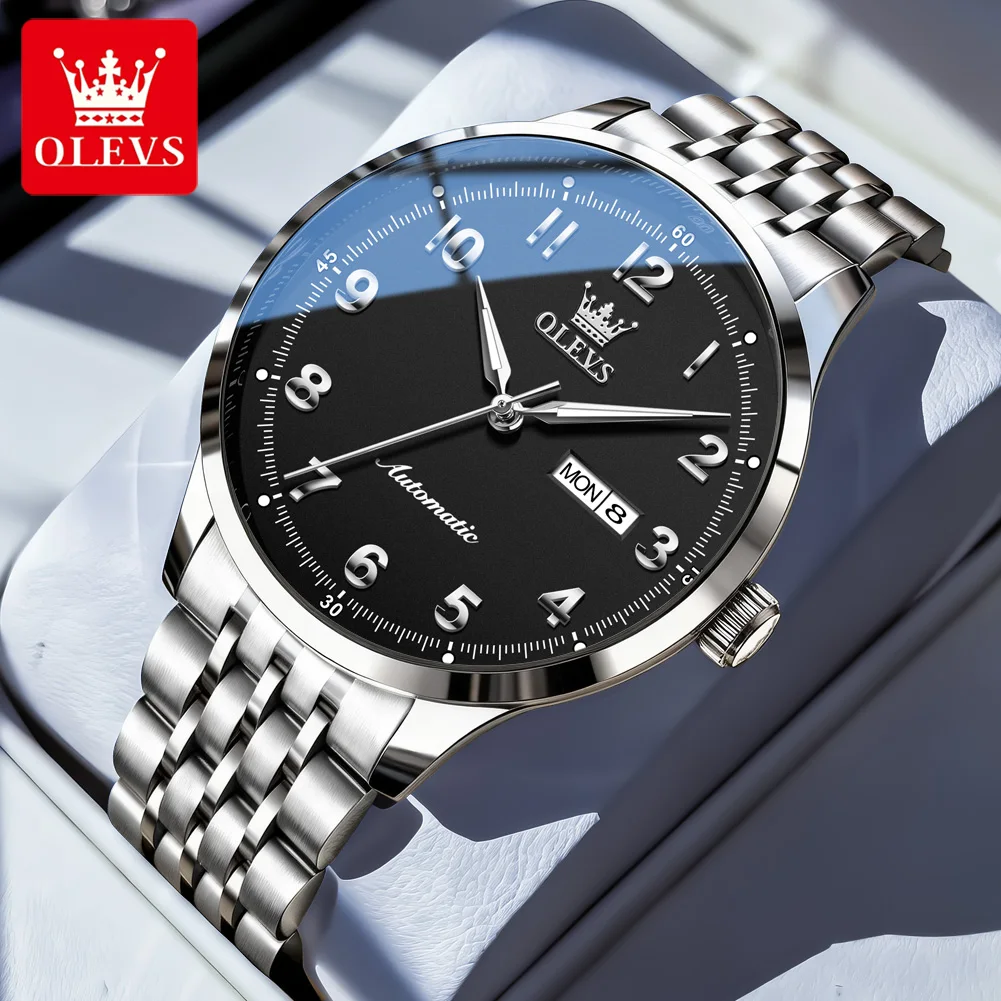 

Мужские автоматические часы OELVS 2026: Новинка, механические, из нержавеющей стали, водонепроницаемые, с люминесцентным циферблатом, датой и днями недели, класса люкс