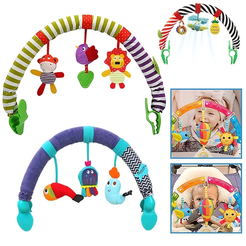 Infant Baby Stroller Arch Toy Play Bar Fun Newborns Sensory Activity Adjustable for Bouncers and Car Safe Seat Bed Hanging Toys