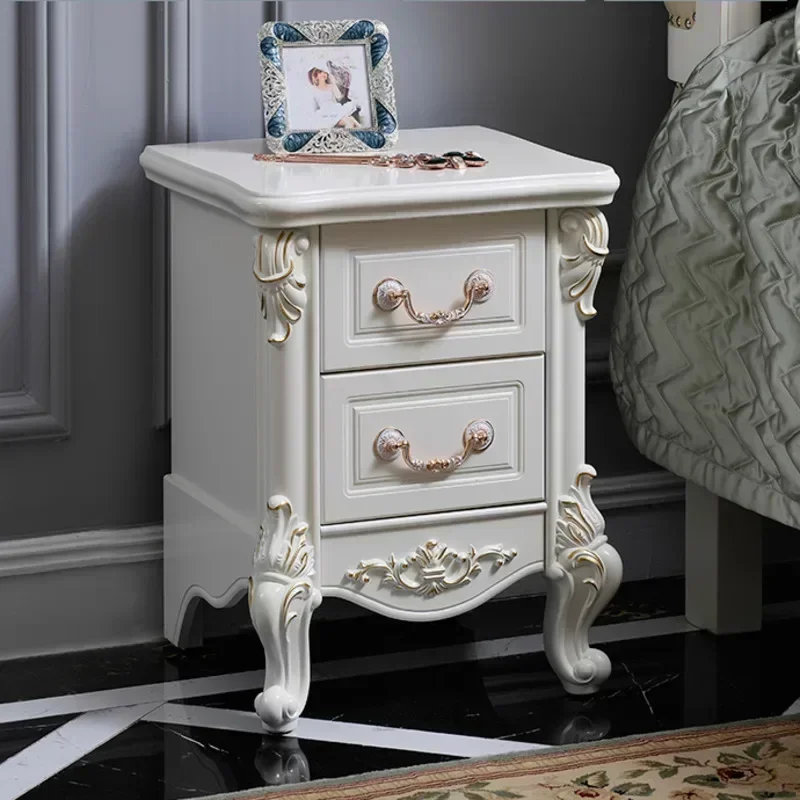 European Mini Bedside Tables Simple Narrow Storage Cabinet Countryside Inspired Bedside Table with Drawer Compact Nightstand