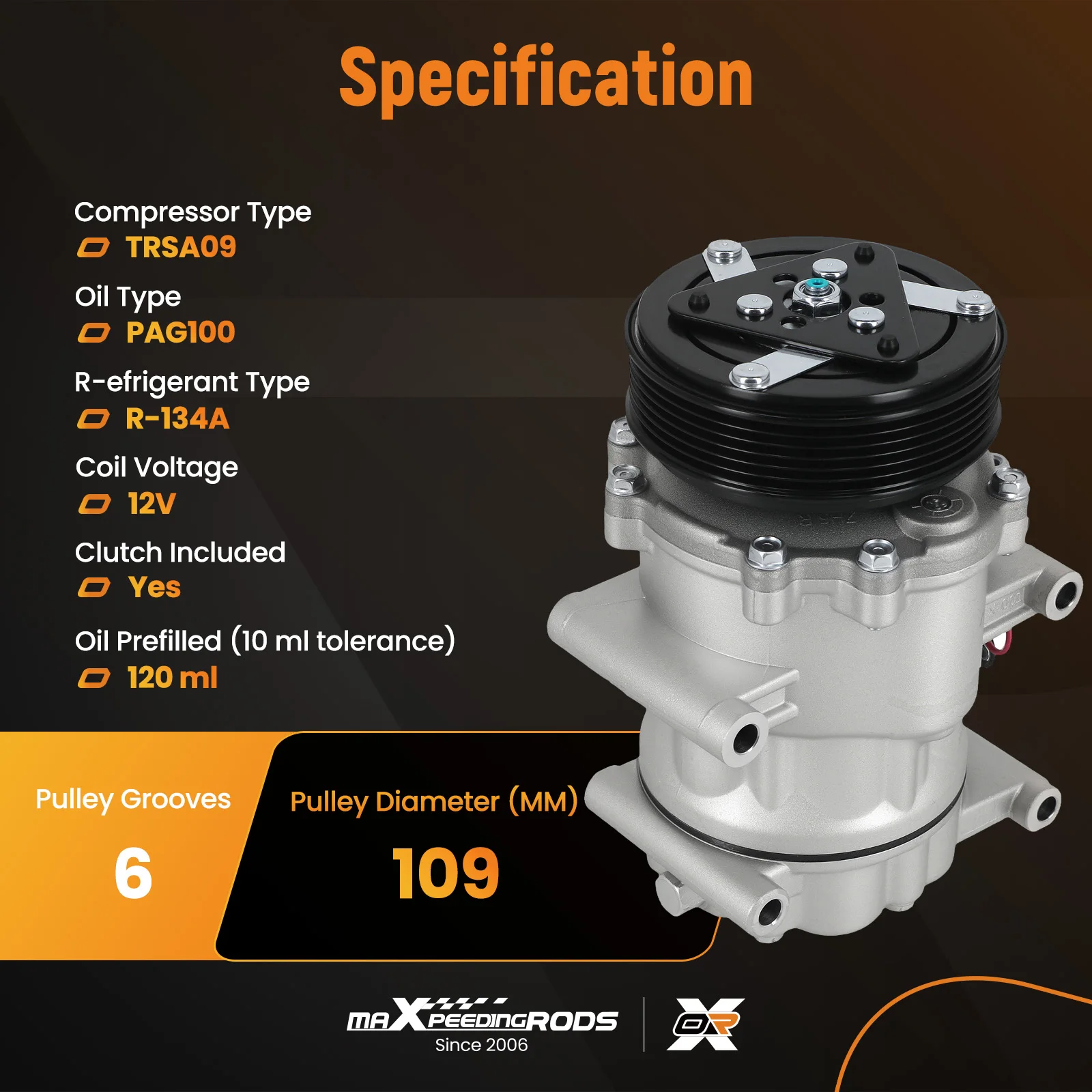 

TRSA09 A/C Compressor Kit For Honda Civic 1.7L 2002-2005 38810PLMA12RM Front