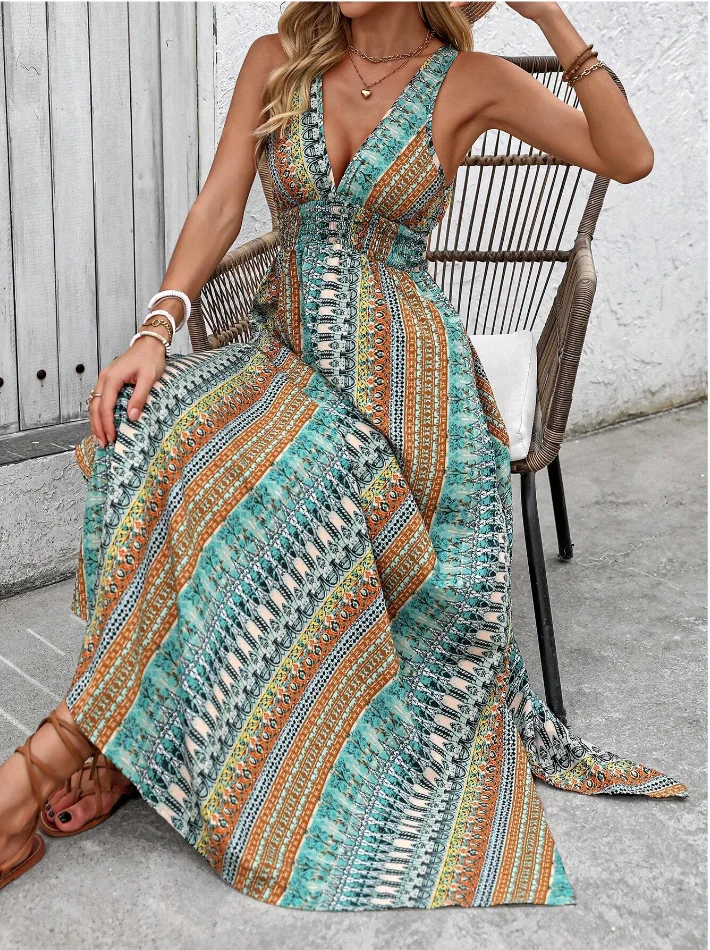 Neues Sommer-Strandkleid Vestidos Para Mujer Bedruckte Kleider Modische Trägerkleider Partykleider Kleidung Lange Kleider – Detail 9