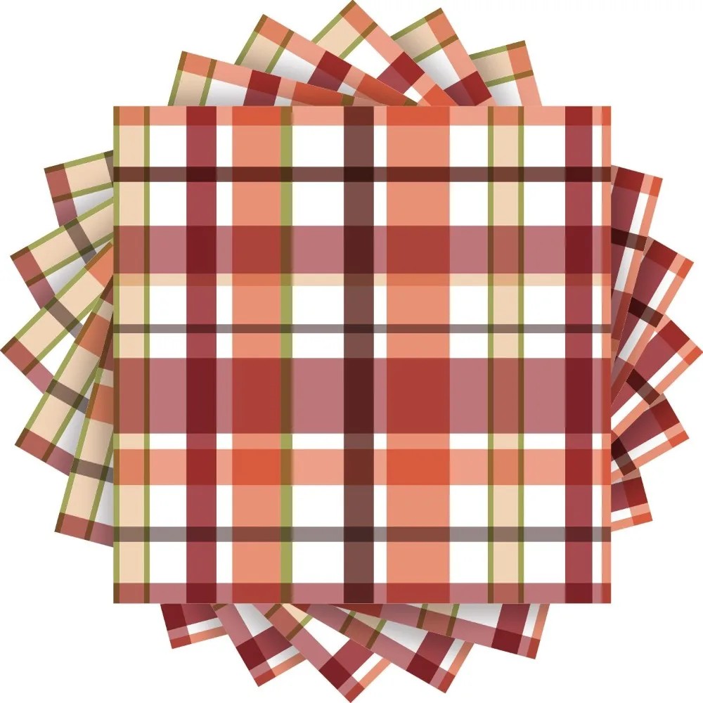 

50 Pack Fall Paper Napkins Pumpkin Spice Plaid Autumn Cocktail Napkins Thanksgiving Party Supplies Disposable Bar Napkins