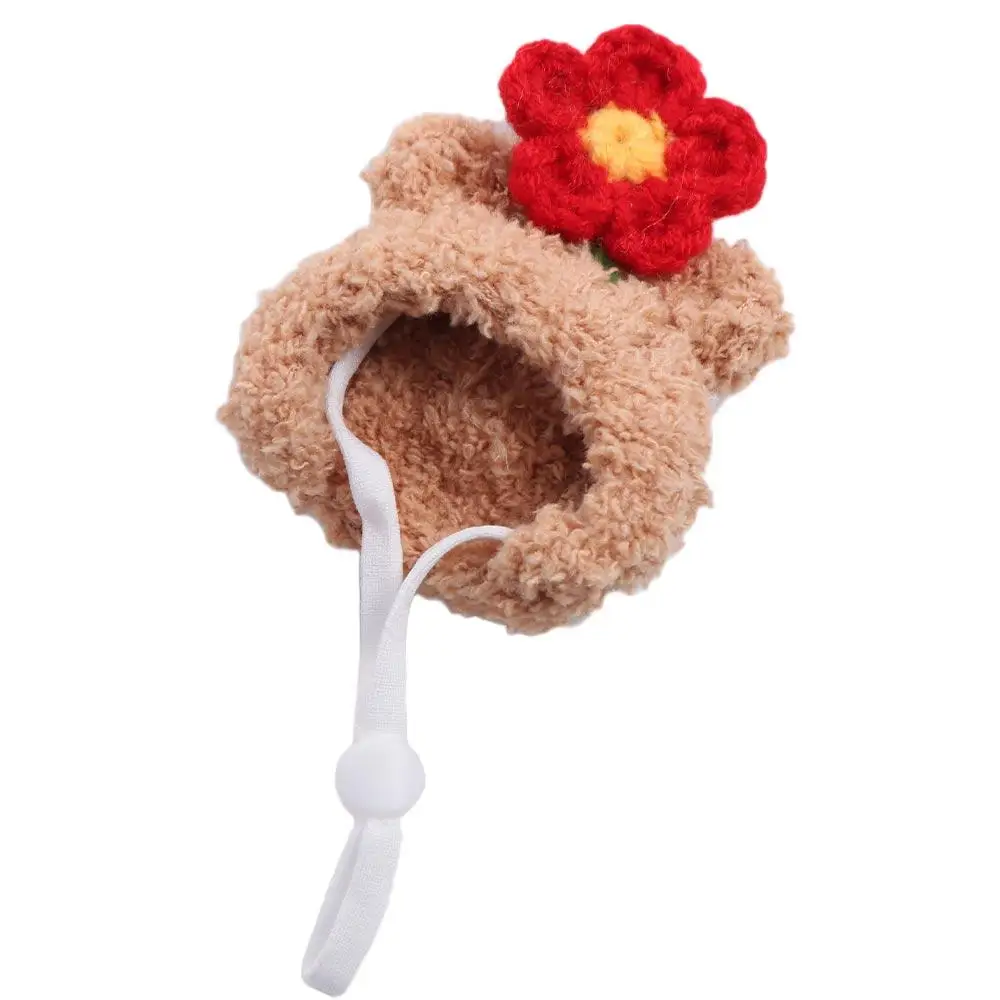 Photo Props Plush Hamster Cap Hand Crocheted Mini Cotton Doll Hat Lovely DIY Doll Hat Winter