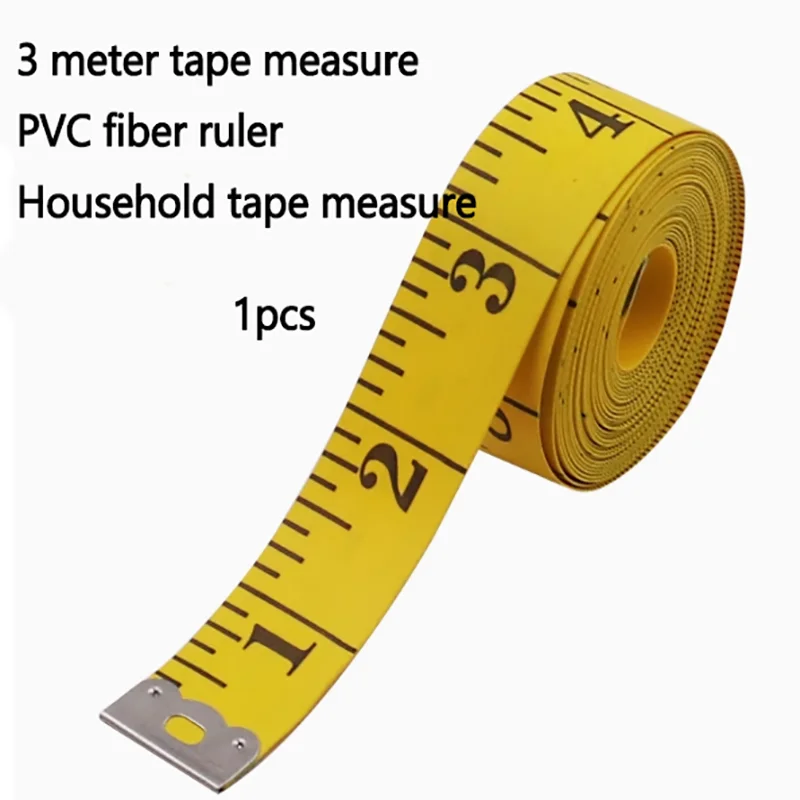 3 meter tape PVC fiber tape Tailor's tape Measuring clothes 300 cm 120 inch household tape Yellow soft tape measure