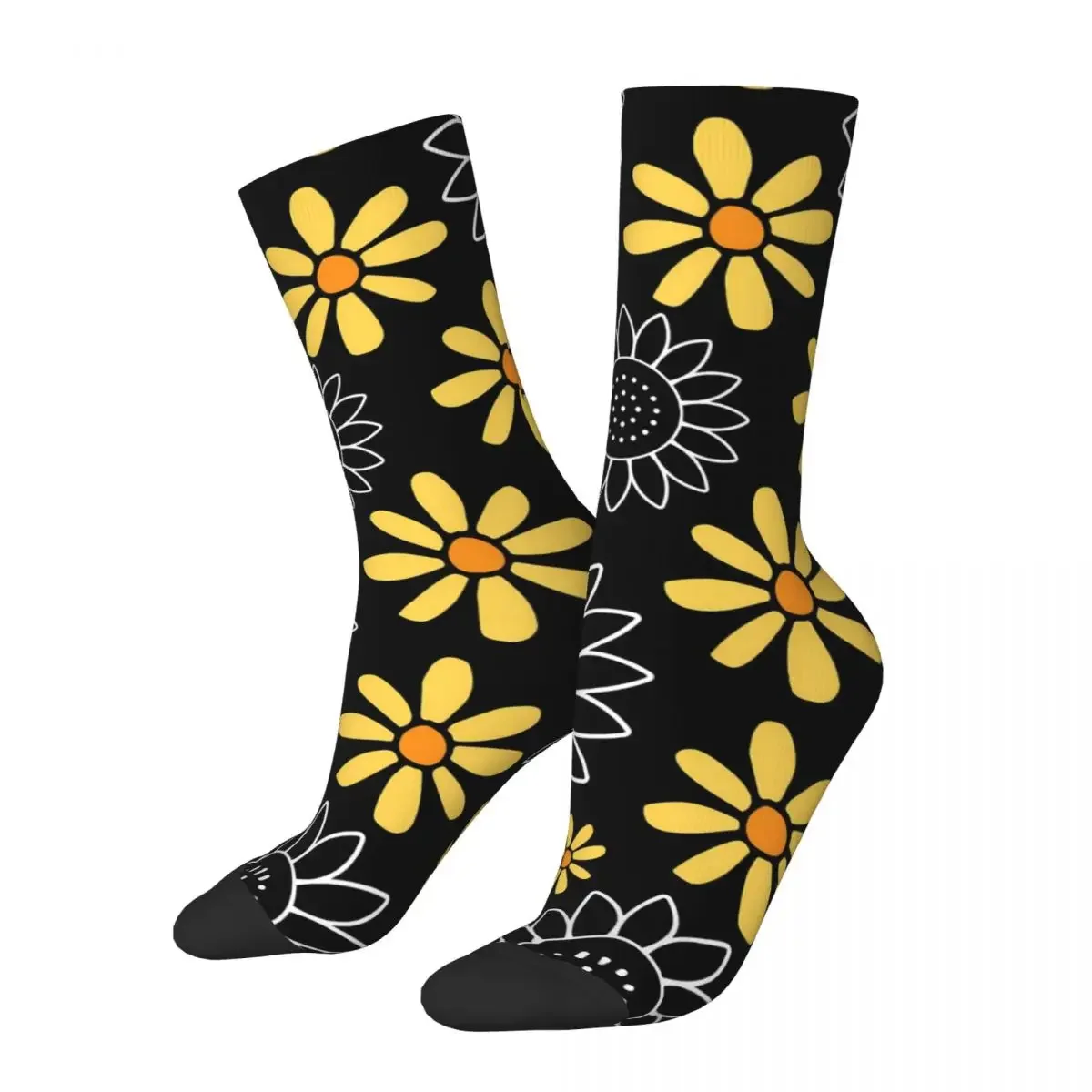 Sunflower Pattern Socks Cute Flower Kawaii Stockings Autumn Non Slip Women Men  Comfortable Custom Outdoor 