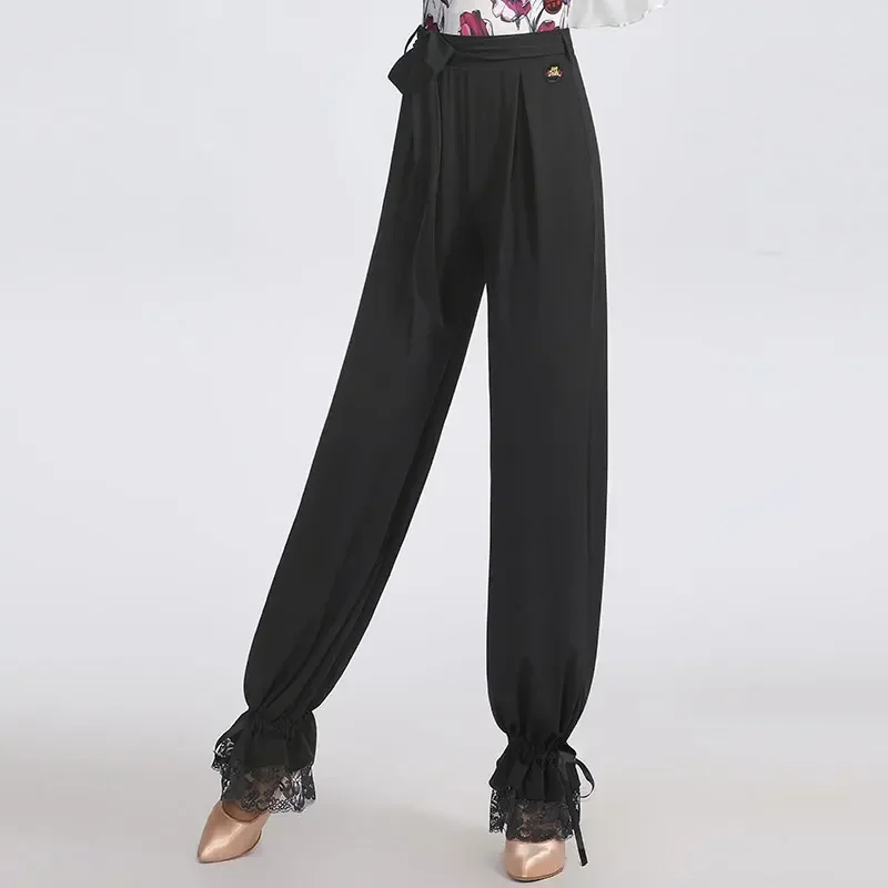 

Latin Dance Pants 2025 New Women Performance National Standard Waltz Trousers Ladies Black Modern Ballroom Dancewear Costumes