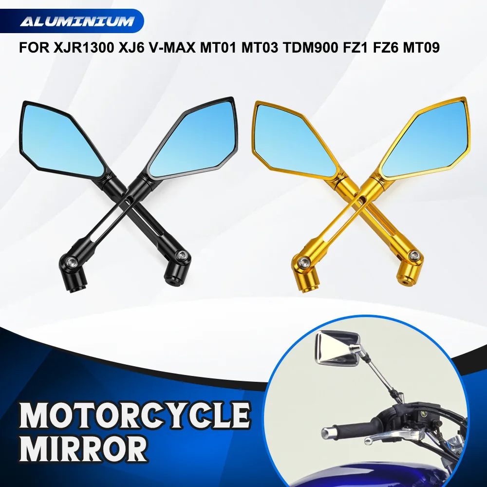 

Motorcycle Handlebar Rearview Side Riding Mirrors Universal 8mm 10mm For YAMAHA XJR1300 XJ6 V-max MT01 MT03 TDM900 FZ1 FZ6 MT09
