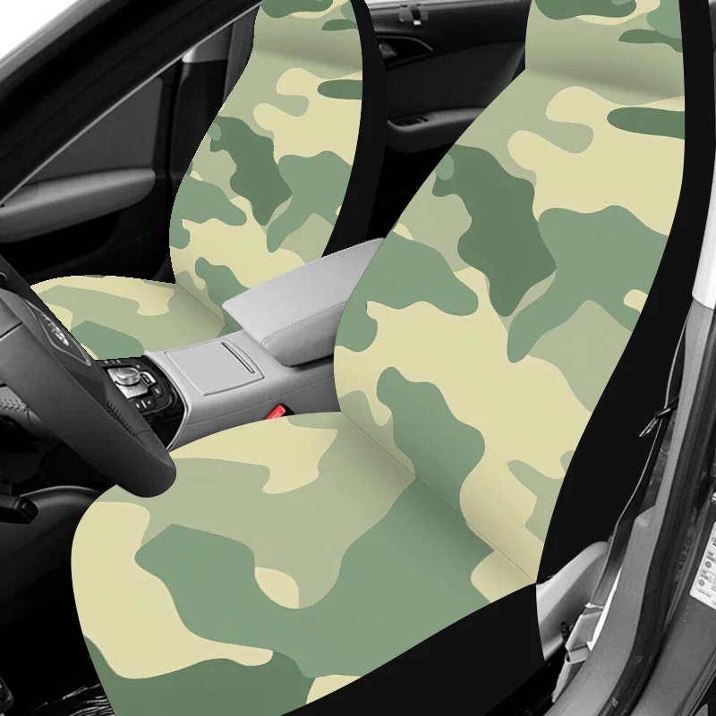 1 Set Military Camouflage Car Seat Cover, Vintage Seat Cover Universal All-Year, 2pcs/5pcs High - Back Seat Cover, Universal Fit