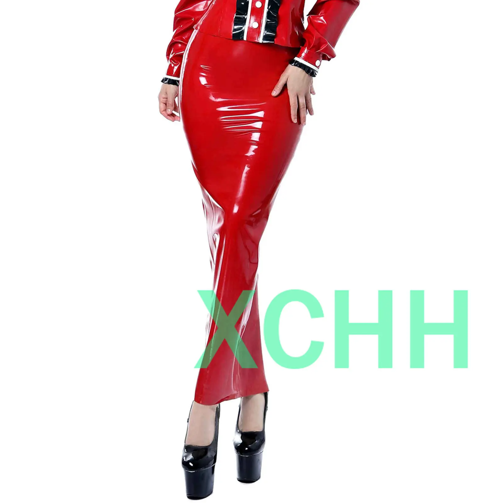 

Сексуальные длинные юбки из натурального латекса, красное резиновое модное платье, костюмы для Хэллоуина, косплей, на заказ