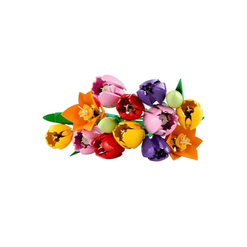 New Creative Plant Tulip Bouquet Building Blocks Artificial Eternal Flower Model Home Decoration Christmas Party Birthday Gift - view 3