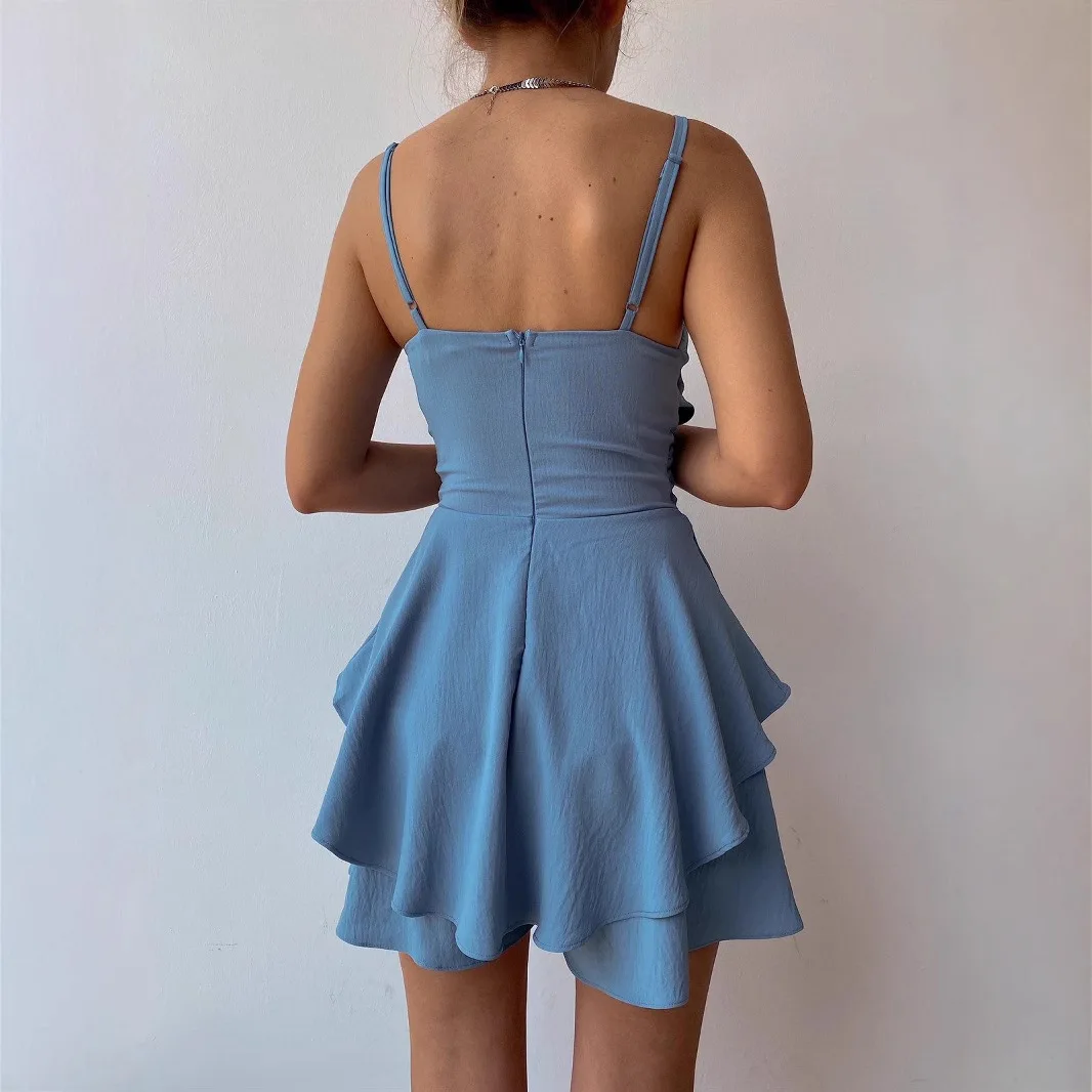 

Летний комбинезон без рукавов, легкий комбинезон на молнии спереди, повседневный шикарный утягивающий комбинезон, модный сексуальный комбинезон с v-образным вырезом