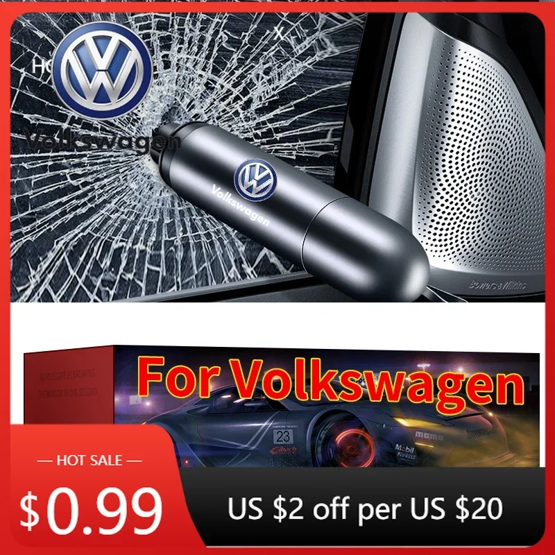 Martillo de Seguridad para Romper Ventanas de Coche VOLKSWAGEN VW, Cortador de Cinturón de Seguridad de Emergencia para Volkswagen VW Rline Golf Polo Pas